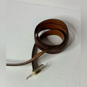 Vintage Olimpo Brown Leather Belt with Stitching #1325 Made In Spain